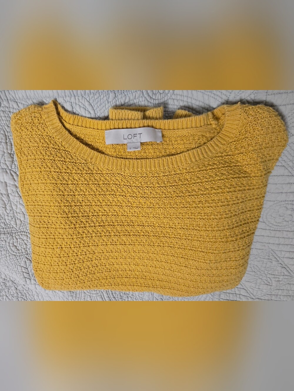 LOFT Textured Mustard Crewneck Sweater